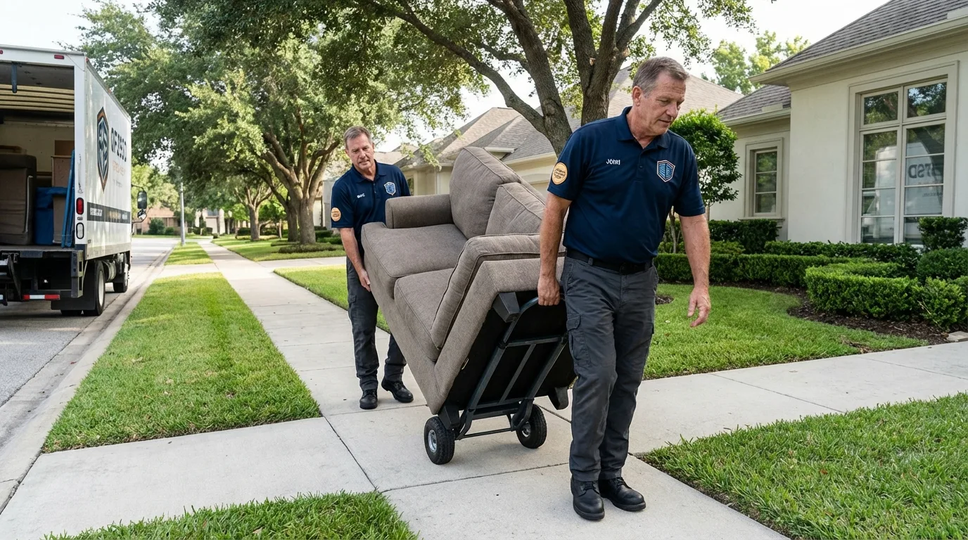 Local residential moving crew loading furniture in New Vienna, OH